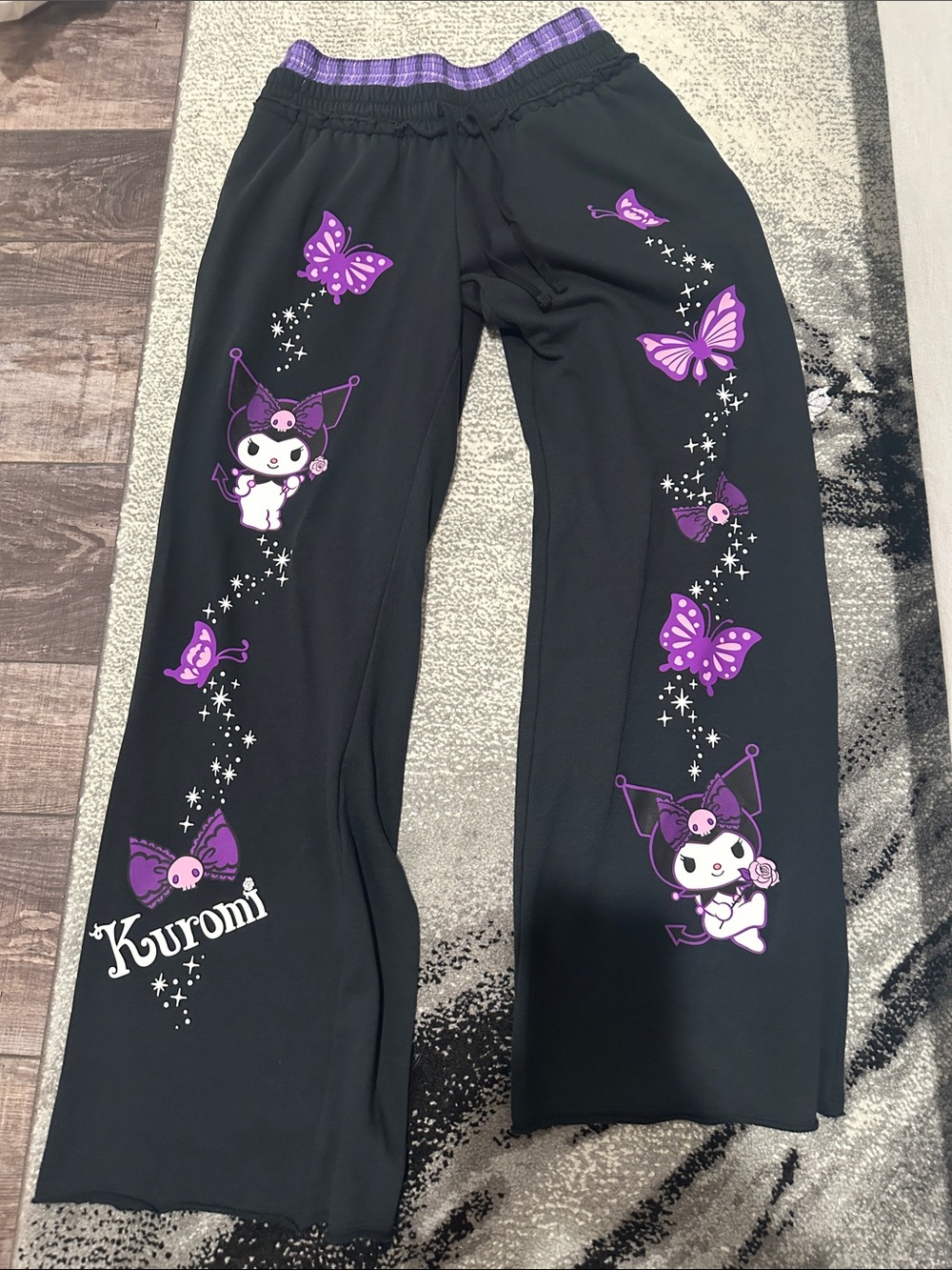 Hot Topic Kuromi Pants with Purple Butterfly Print